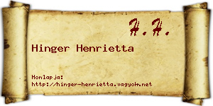Hinger Henrietta névjegykártya