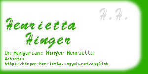 henrietta hinger business card